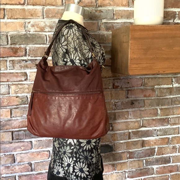 Fossil Corey Leather Burgundy Shoulder Hobo Bag - Picture 10 of 10